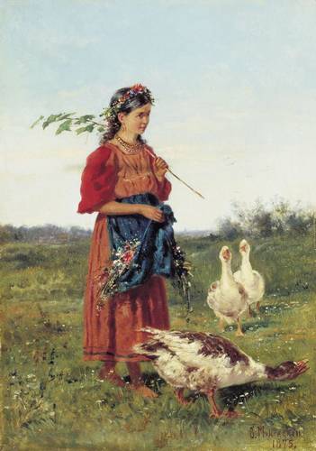 Маковский В. Е.. Девочка с гусями. 1875. 